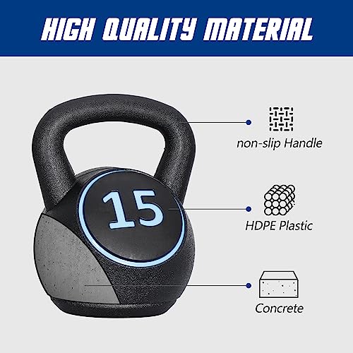 F2C 3-Piece Kettlebell Set 5lb, 10lb, 15lb with Rack