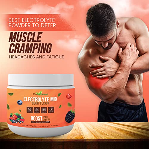 Pride Naturals Electrolyte Powder, No Sugar Hydration Drink for Energy and Immune Support, Sugar Free Keto Electrolytes Powder with Vitamin C, Calcium, Potassium, Zinc (198g, Berry)