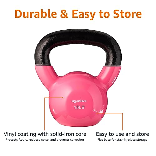 15lb Pink Vinyl Coated Cast Iron Kettlebell
