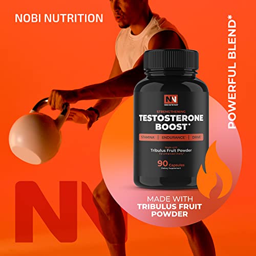 Nobi Nutrition Premium Testosterone Booster for Men - Male Enhancing Pills - Enlargement Supplement - Increase Size, Strength and Stamina - Energy, Fat Burner, Endurance Test Boost - 90 Capsules