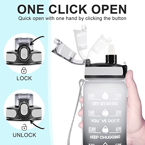 32oz Motivational Fitness Water Bottle with Leakproof Straw