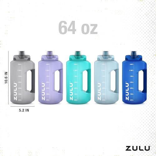 ZULU 64oz Half Gallon Water Bottle, Grey