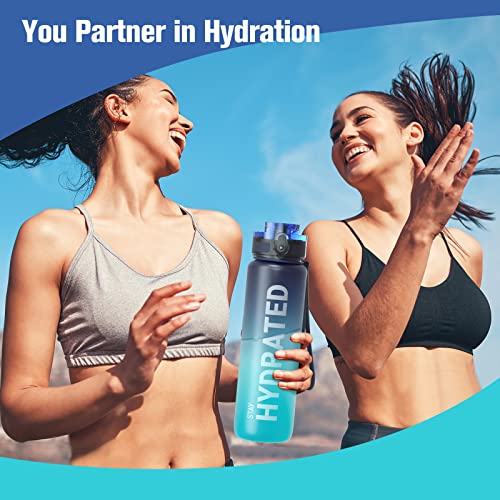 32oz Motivational Sports Water Bottle with Time Marker