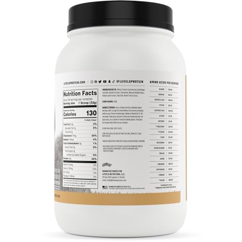 Levels Grass Fed 100% Whey Protein, No Hormones, Vanilla Cinnamon, 2LB