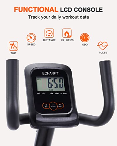 ECHANFIT Recumbent Exercise Bike with 16 Levels Magnetic Resistance for Seniors Adults, Indoor Stationary Bike for Home with Quick Adjustable Seat and Pulse Rate Monitor, 350 LB Weight Capacity