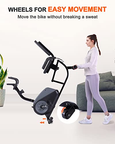 ECHANFIT Recumbent Exercise Bike with 16 Levels Magnetic Resistance for Seniors Adults, Indoor Stationary Bike for Home with Quick Adjustable Seat and Pulse Rate Monitor, 350 LB Weight Capacity