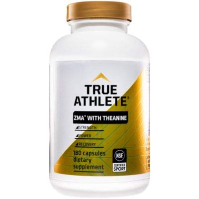 True Athlete ZMA with Theanine Combination of Zinc Magnesium to Help Increase Muscle Strength Power, NSF Certified for Sport (180 Capsules)