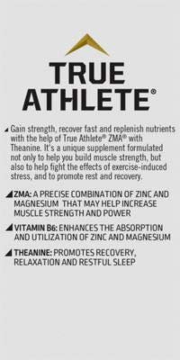 True Athlete ZMA with Theanine Combination of Zinc Magnesium to Help Increase Muscle Strength Power, NSF Certified for Sport (180 Capsules)