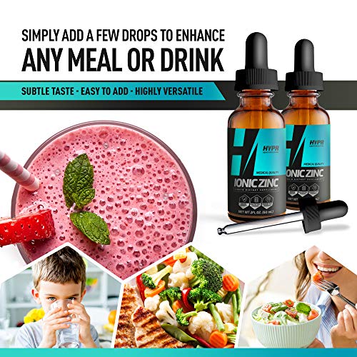HYPR Ionic Liquid Zinc Drops. Best Advanced Nano Zinc Liquid Vitamin Supplement for Immune Support + Energy. High Bioavailability Triple Distilled and Nanotized for Men and Women