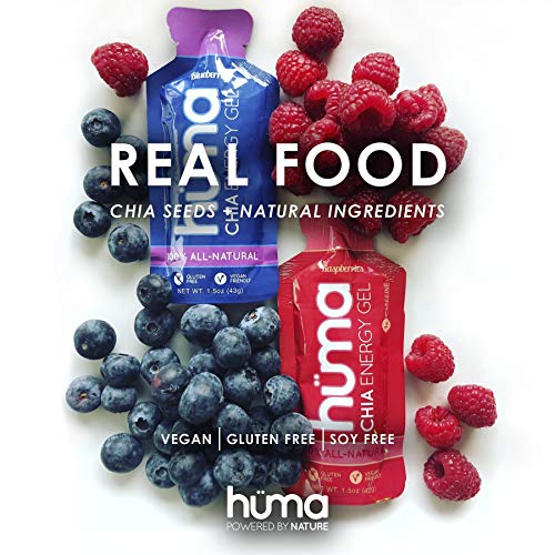 Huma Chia Energy Gel, Variety Pack, 12 Gels - Premier Sports Nutrition for Endurance Exercise - 8 Flavors
