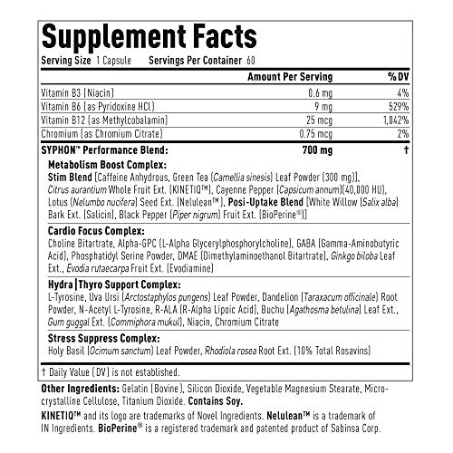 Core Active Syphon Thermogenic Fat Burner - Keto Friendly Weight Loss Supplement Pills - Advantra Z for Energy, Focus, Appetite Control Increase Metabolism Muscle Toning - 60 Capsules - 60 Day Supply