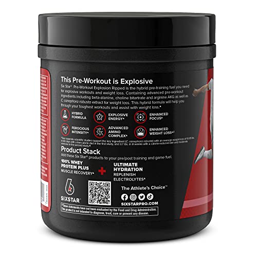 Six Star Explosion Pre Workout, Powerful Pre Workout Powder with Extreme Energy, Focus and Intensity , 30 Servings, 5.91 oz