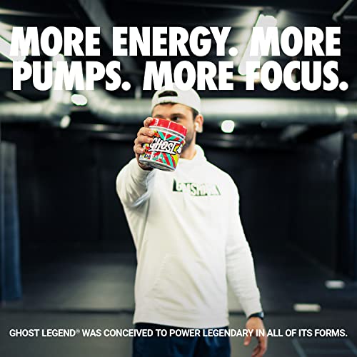 GHOST Legend Pre-Workout Energy Powder, Peach - 25 Servings - Caffeine, L-Citrulline, & Beta Alanine Blend for Energy Focus & Pumps - Free of Soy, Sugar & Gluten, Vegan