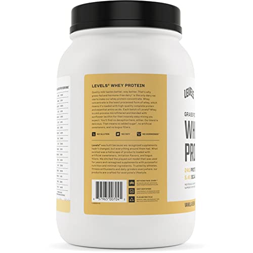 Levels Grass Fed 100% Whey Protein, No Hormones, Vanilla Bean, 2LB