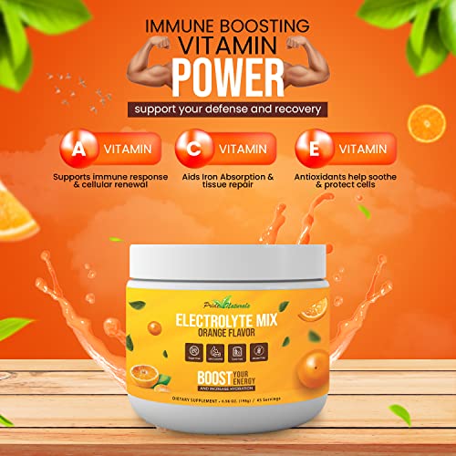 Pride Naturals Electrolyte Powder, No Sugar Hydration Drink for Energy and Immune Support, Sugar Free Keto Electrolytes Powder with Vitamin C, Calcium, Potassium, Zinc (198g, Orange)