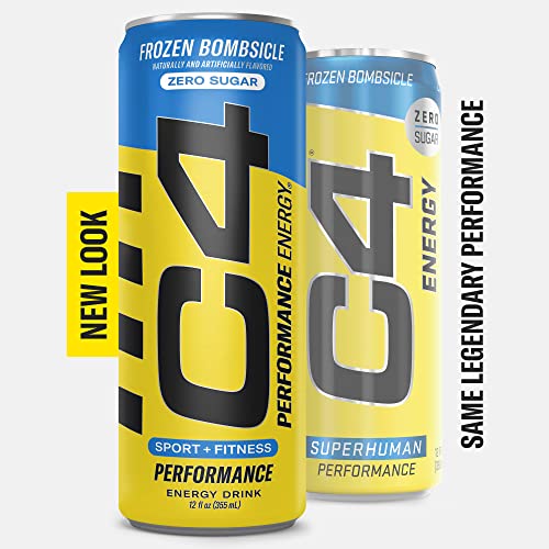 C4 Energy Drink 12oz (Pack of 24) - Frozen Bombsicle - Sugar Free Pre Workout Performance Drink with No Artificial Colors or Dyes