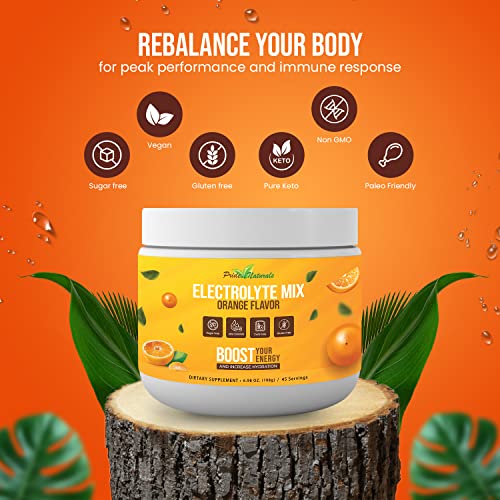 Pride Naturals Electrolyte Powder, No Sugar Hydration Drink for Energy and Immune Support, Sugar Free Keto Electrolytes Powder with Vitamin C, Calcium, Potassium, Zinc (198g, Orange)