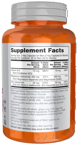 Now Sports Nutrition, ZMA (Zinc, Magnesium and Vitamin B-6), Enhanced Absorption, Sports Recovery*