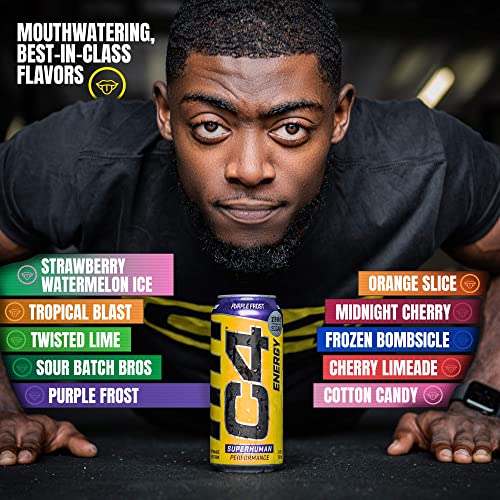 C4 Energy Drink 16oz (Pack of 12) - Frozen Bombsicle - Sugar Free Pre Workout Performance Drink with No Artificial Colors or Dyes