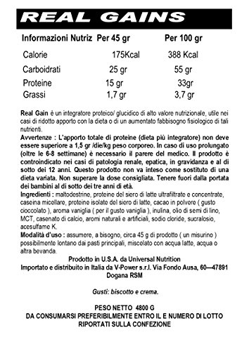 Real Gains Weight Gainer with Complex Carbs and Whey-Micellar Casein Protein Matrix Cookies & Cream 10.6#