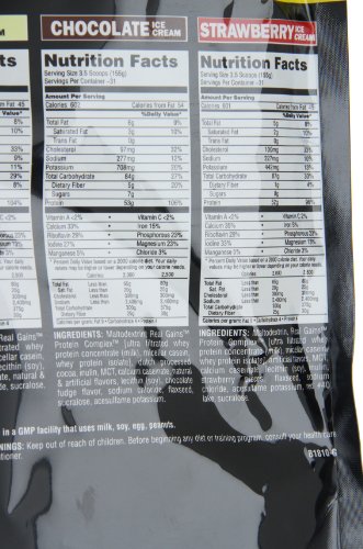 Real Gains Weight Gainer with Complex Carbs and Whey-Micellar Casein Protein Matrix Cookies & Cream 10.6#