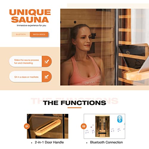 2 Person Infrared Sauna with Carbon Panels, Glass Display
