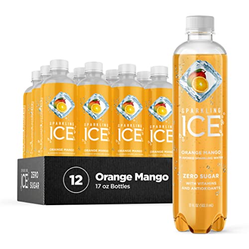 Sparkling Ice, Orange Mango Sparkling Water, Zero Sugar Flavored Water, with Vitamins and Antioxidants, Low Calorie Beverage, 17 fl oz Bottles (Pack of 12)