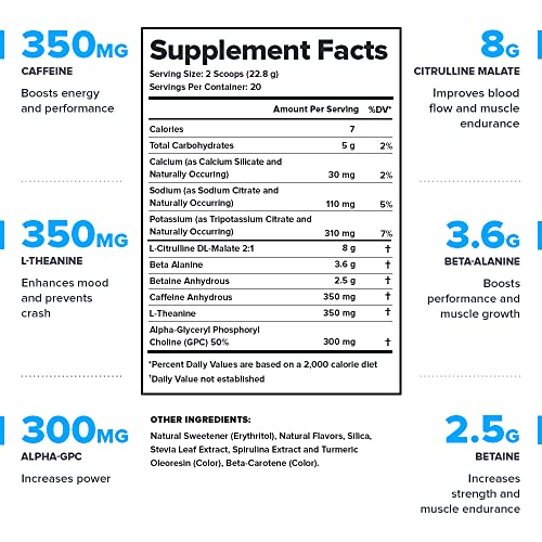 Legion Pulse Pre Workout Supplement - All Natural Nitric Oxide Preworkout Drink to Boost Energy, Creatine Free, Naturally Sweetened, Beta Alanine, Citrulline, Alpha GPC (Green Apple)