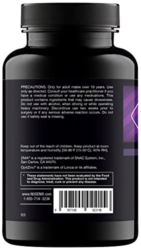 Nugenix PM ZMA - Nighttime Free Testosterone Booster and Sleep Support, 120 Count