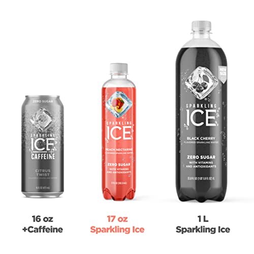 Sparkling Ice, Peach Nectarine Sparkling Water, Zero Sugar Flavored Water, with Vitamins and Antioxidants, Low Calorie Beverage, 17 fl oz Bottles (Pack of 12)