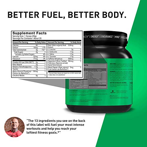 Pre JYM Pre Workout Powder - BCAAs, Creatine HCI, Citrulline Malate, Beta-Alanine, Betaine, and More | JYM Supplement Science | Strawberry Kiwi Flavor, 20 Servings