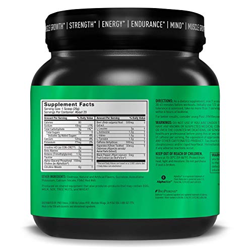 Pre JYM Pre Workout Powder - BCAAs, Creatine HCI, Citrulline Malate, Beta-Alanine, Betaine, and More | JYM Supplement Science | Strawberry Kiwi Flavor, 20 Servings