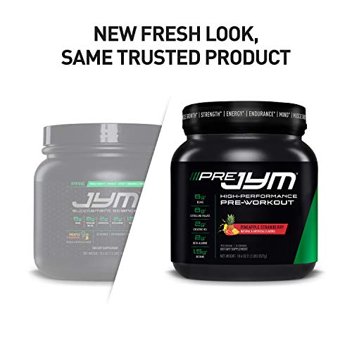 Pre JYM Pre Workout Powder - BCAAs, Creatine HCI, Citrulline Malate, Beta-Alanine, Betaine, and More | JYM Supplement Science | Strawberry Kiwi Flavor, 20 Servings