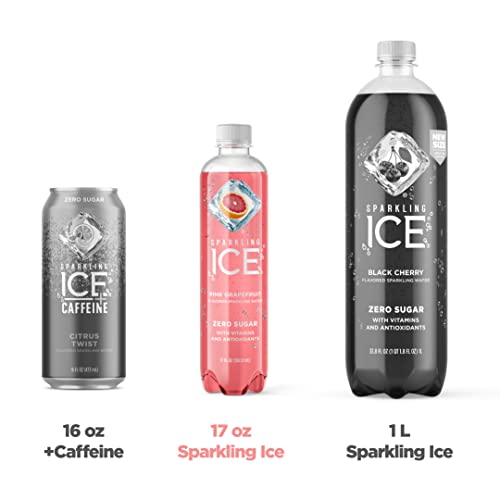 Sparkling Ice, Pink Grapefruit Sparkling Water, Zero Sugar Flavored Water, with Antioxidants and Vitamins, Zero Sugar, 17 fl oz Bottles (Pack of 12)