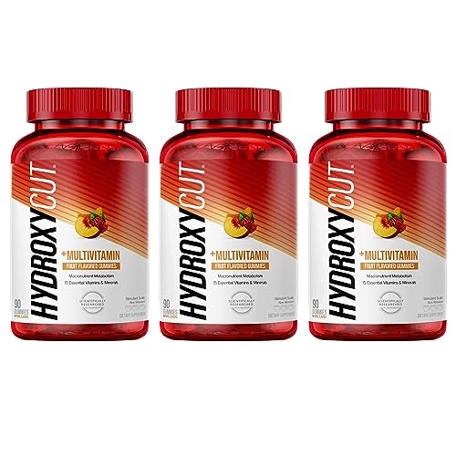 Hydroxycut Caffeine-Free Gummy for Women & Men | 15 Essential Vitamins & Minerals | Metabolism | 90 Count (Pack of 3)