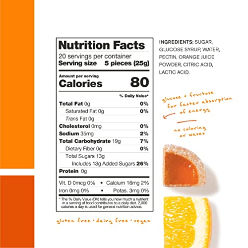 SKRATCH LABS Sport Energy Chews, Orange (10 Pack) - Developed for Athletes and Sports Performance, Gluten Free, Dairy Free, Vegan