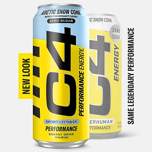 Cellucor C4 Carbonated Zero Sugar Energy Pre Workout Drink + Beta Alanine, (NEW) Sparkling Arctic Snow Cone, 16 Fl Oz, Pack of 12