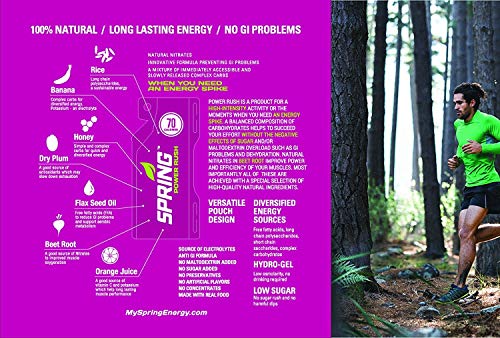 Spring Energy Gel - Power Rush - 20 Ct - Sports Nutrition Energy Gels for Runners