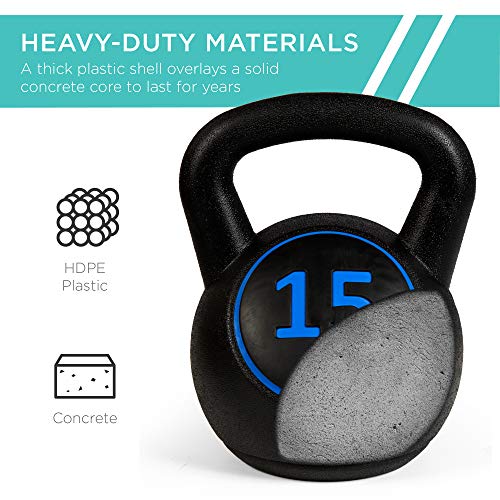 3-Piece Kettlebell Set with Storage Rack, Home Gym Fitness