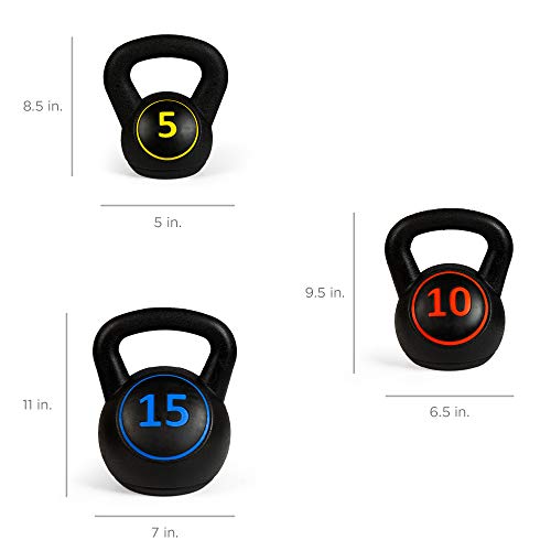 3-Piece Kettlebell Set with Storage Rack, Home Gym Fitness