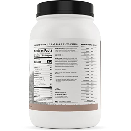 Levels Grass Fed 100% Whey Protein, No Hormones, Chocolate Mocha, 2LB