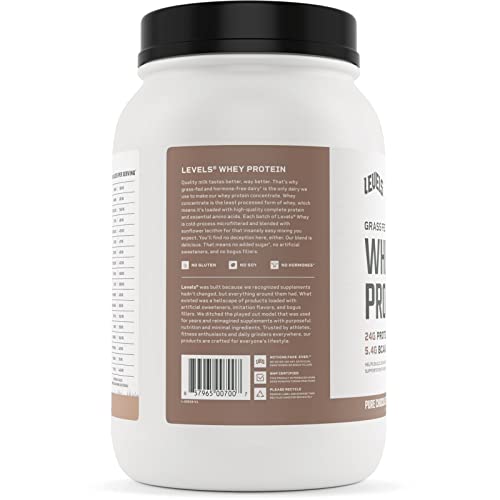 Levels Grass Fed 100% Whey Protein, No Hormones, Pure Chocolate, 2LB