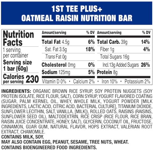 1st Tee Plus+ Oatmeal Raisin Bars