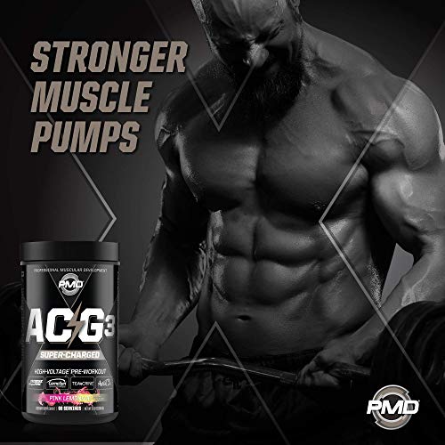 PMD Sports ACG3 Supercharged - Pre Workout - Powerful Strength, High Energy, Maximize Mental Focus, Endurance and Optimum Workout Performance for Men and Women - Pink Lemonade (60 Servings)