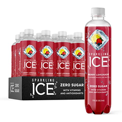 Sparkling Ice, Pomegranate Blueberry Sparkling Water, Zero Sugar Flavored Water, with Vitamins and Antioxidants, Low Calorie Beverage, 17 fl oz Bottles (Pack of 12)