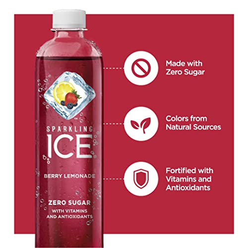 Sparkling Ice, Pomegranate Blueberry Sparkling Water, Zero Sugar Flavored Water, with Vitamins and Antioxidants, Low Calorie Beverage, 17 fl oz Bottles (Pack of 12)