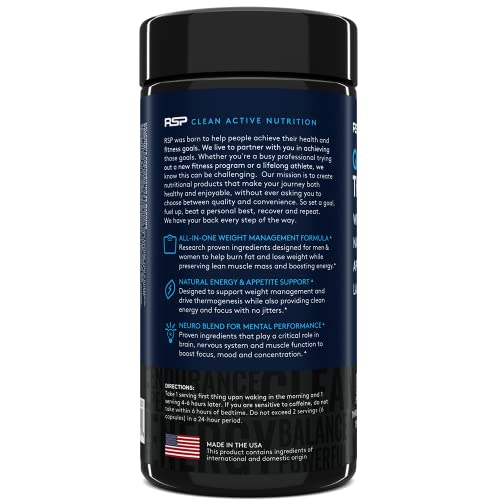 RSP QuadraLean Thermogenic Fat Burner for Men & Women, Weight Loss Supplement, Crash-Free Energy, Metabolism Booster & Appetite Suppressant, Diet Pills, 60 Serv (Packaging May Vary)