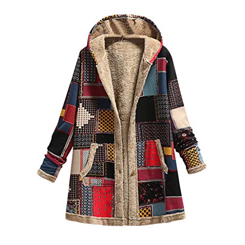 Gemira Women's Boho Patchwork Colorblock Hoodie Jacket