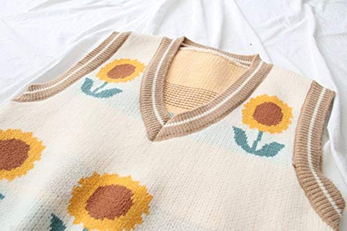 Y2K Sleeveless Knit Sweater Vest in Beige-Sunflower