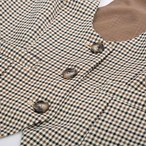 Brown Plaid Vintage Steampunk Waistcoat Vest for Women